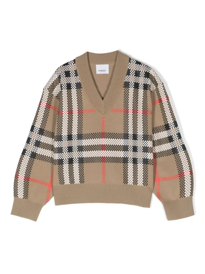 Burberry Kids Burberry Kids ヴィンテージチェック Vネックセーターの商品画像