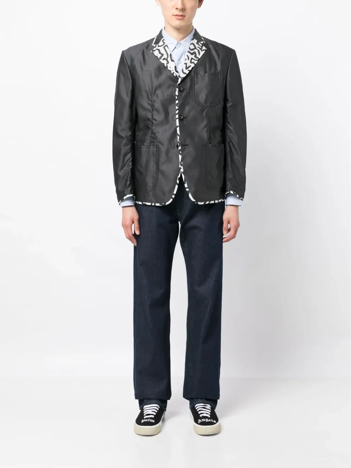 Junya Watanabe MAN コントラストトリム ボタン留めブレザー - 画像2