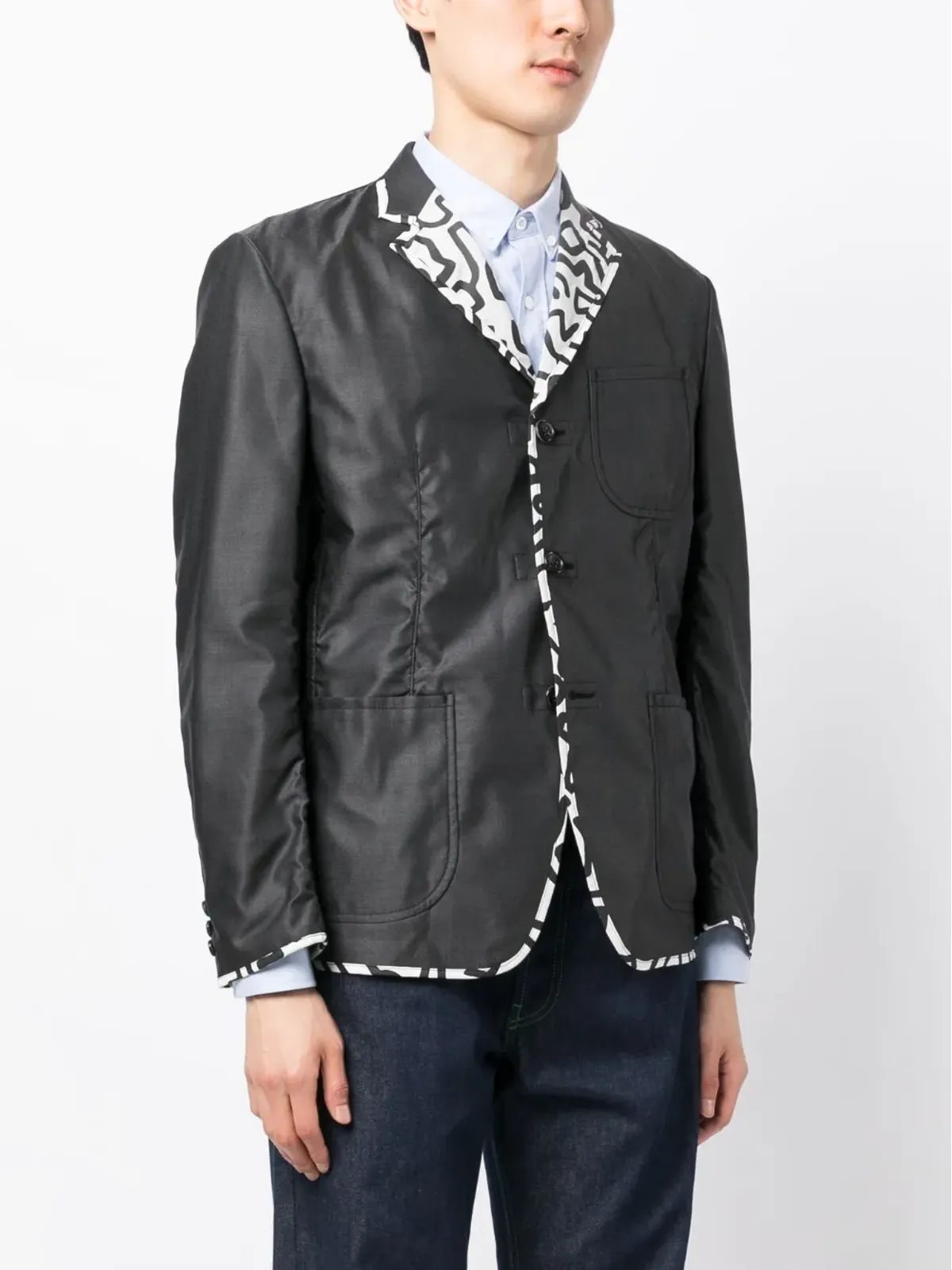 Junya Watanabe MAN コントラストトリム ボタン留めブレザー - 画像3