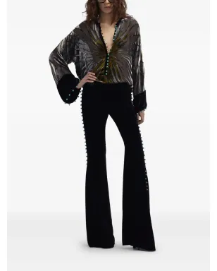 Roberto Cavalli bead-embellished flared trousers - Black - サムネイル2