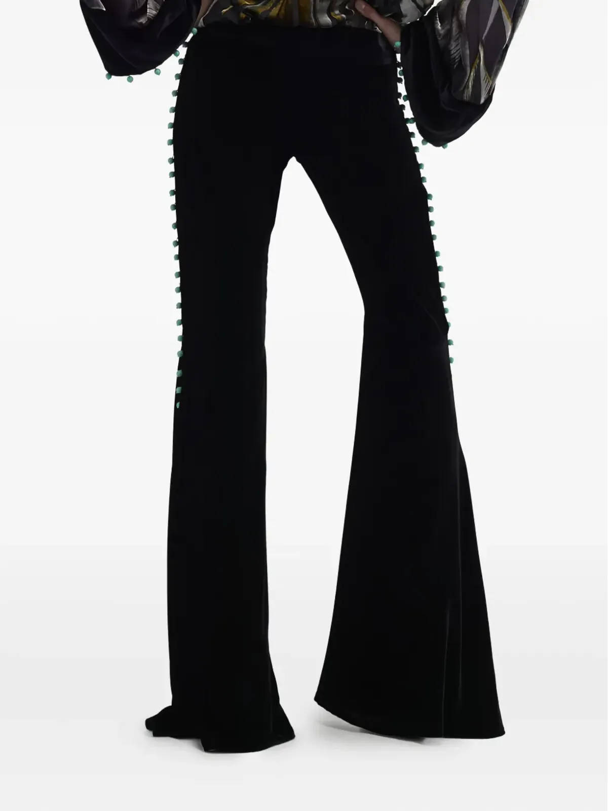 Roberto Cavalli bead-embellished flared trousers - Black - 画像3