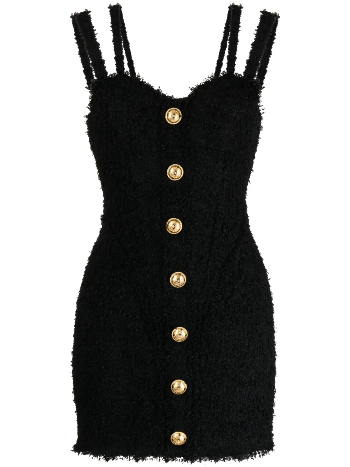 Balmain ボタン装飾ツイードミニドレス - 画像1