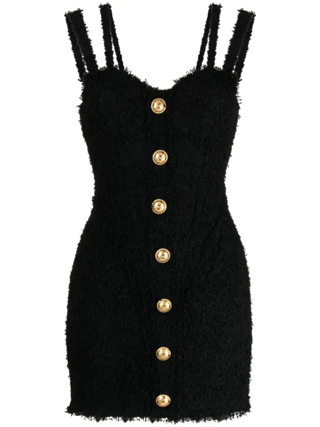 BALMAIN Balmain ボタン装飾ツイードミニドレスの商品画像