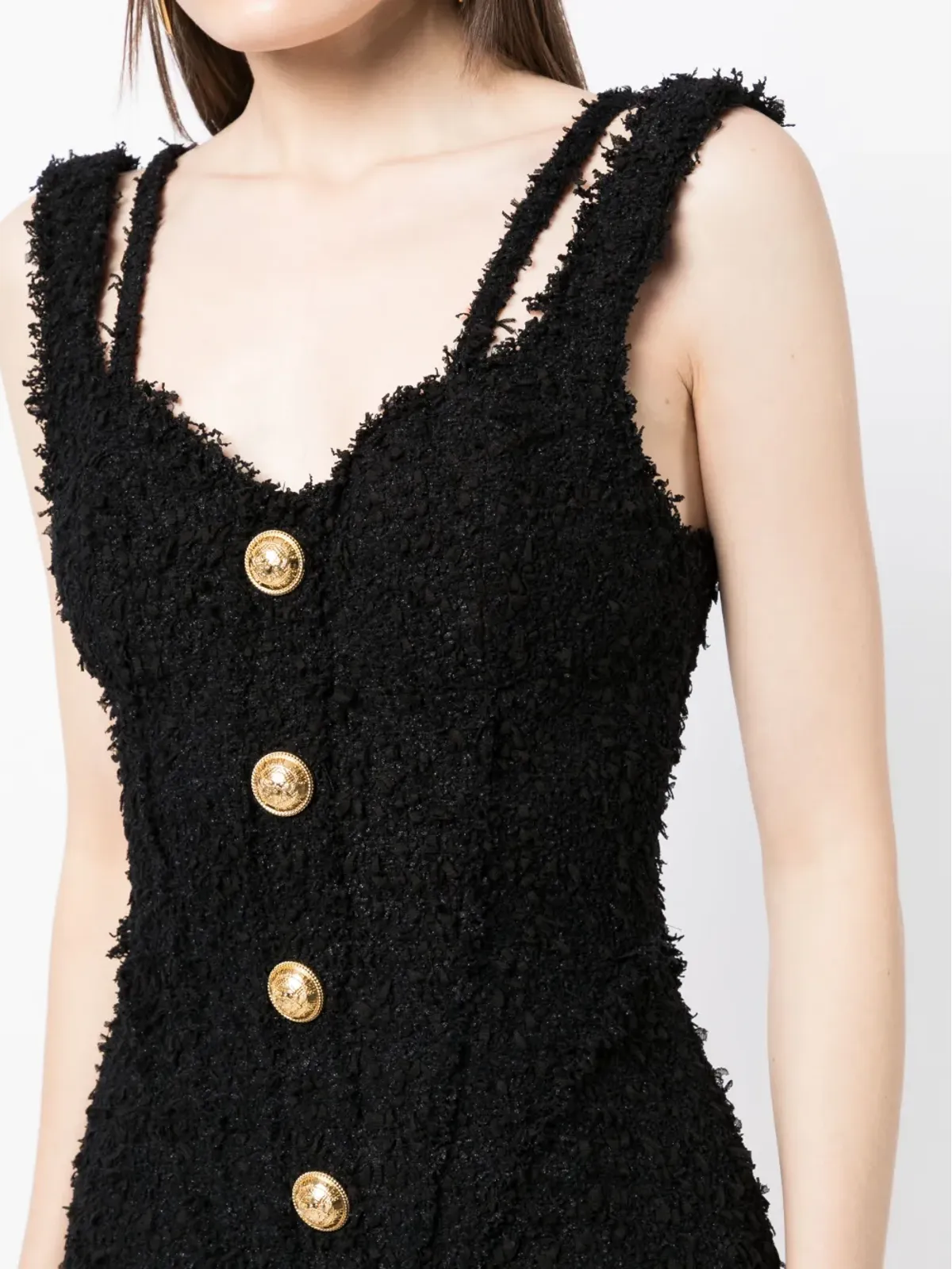 Balmain ボタン装飾ツイードミニドレス - 画像5