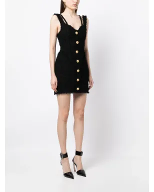 Balmain ボタン装飾ツイードミニドレス - サムネイル3