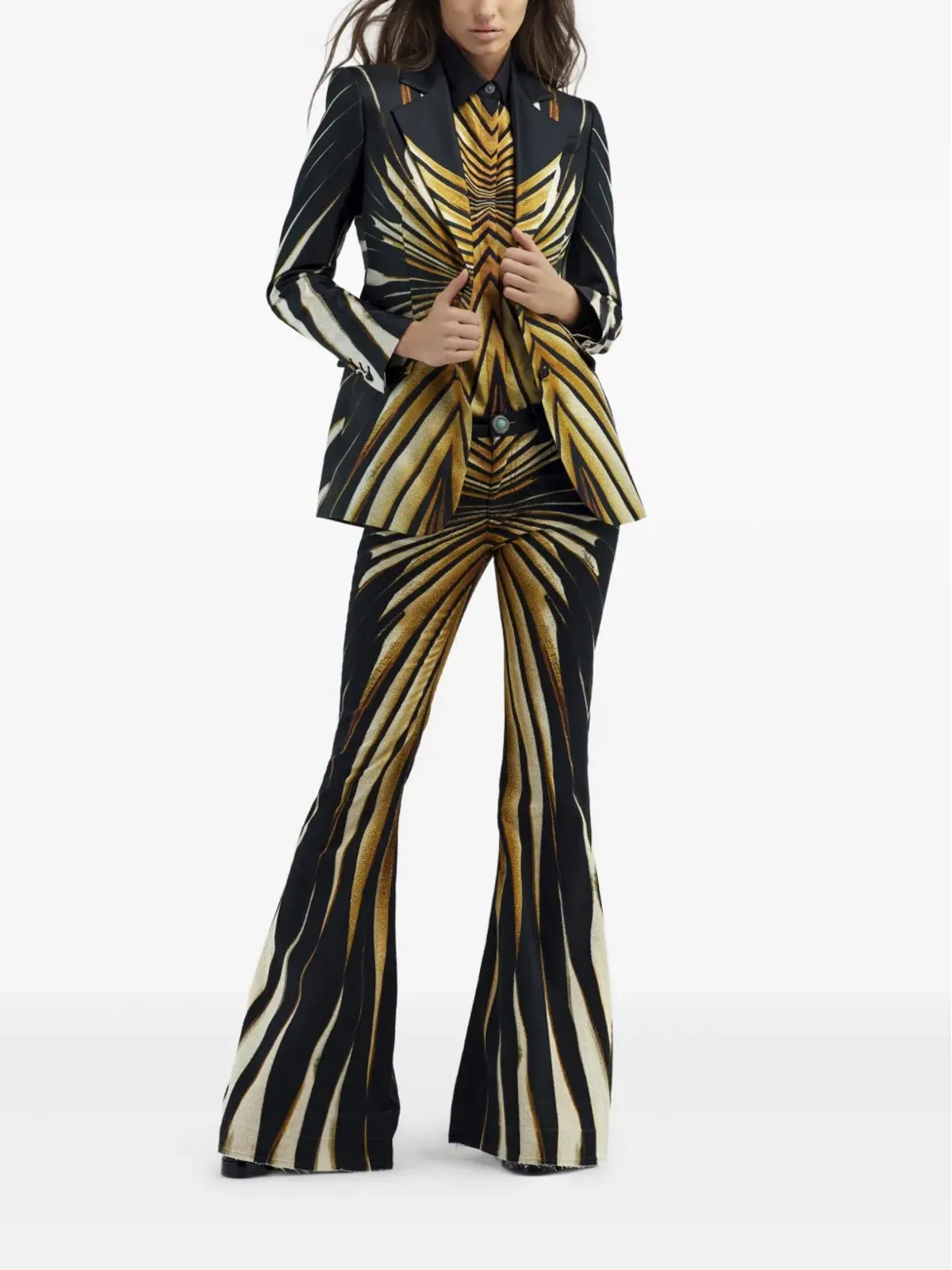 Roberto Cavalli Ray Of Gold-print テーラードジャケット - 画像2