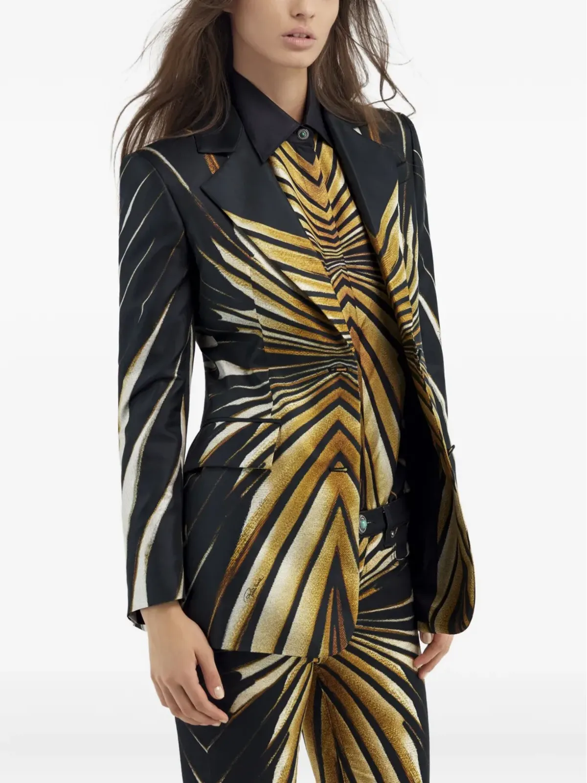 Roberto Cavalli Ray Of Gold-print テーラードジャケット - 画像4