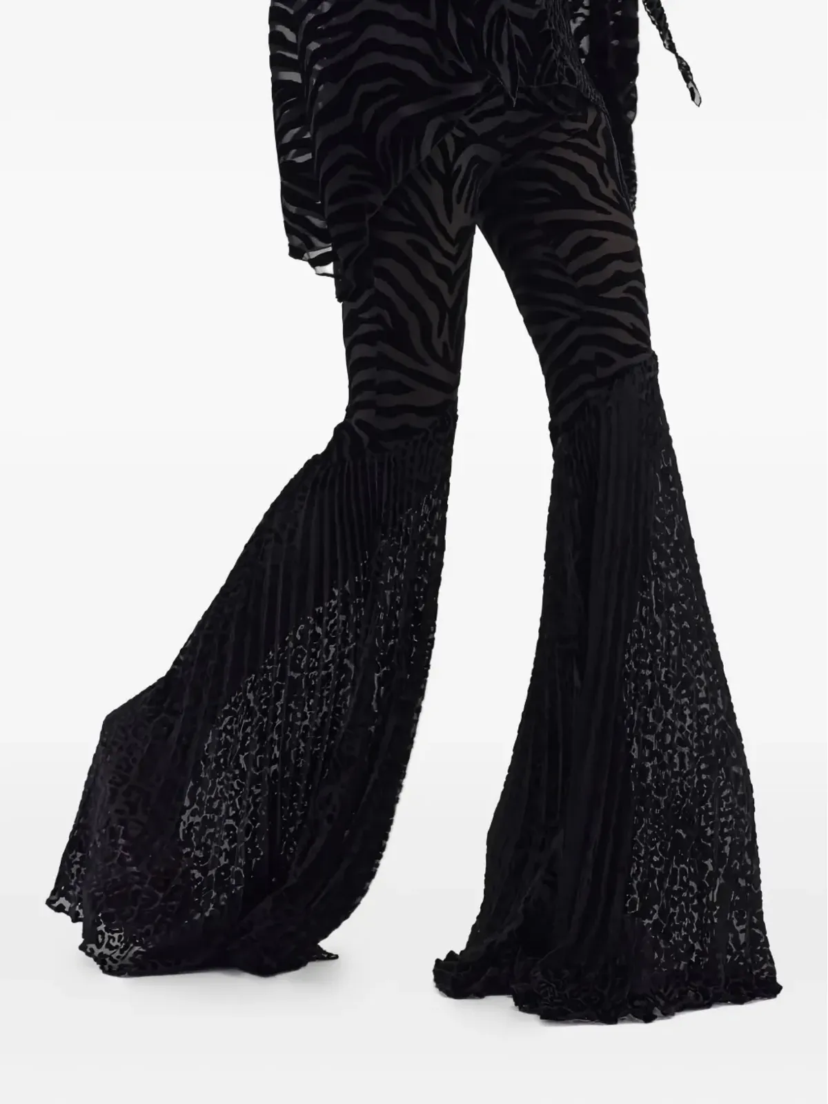 Roberto Cavalli Ray of Gold-print フレアパンツ ブラック - 画像5