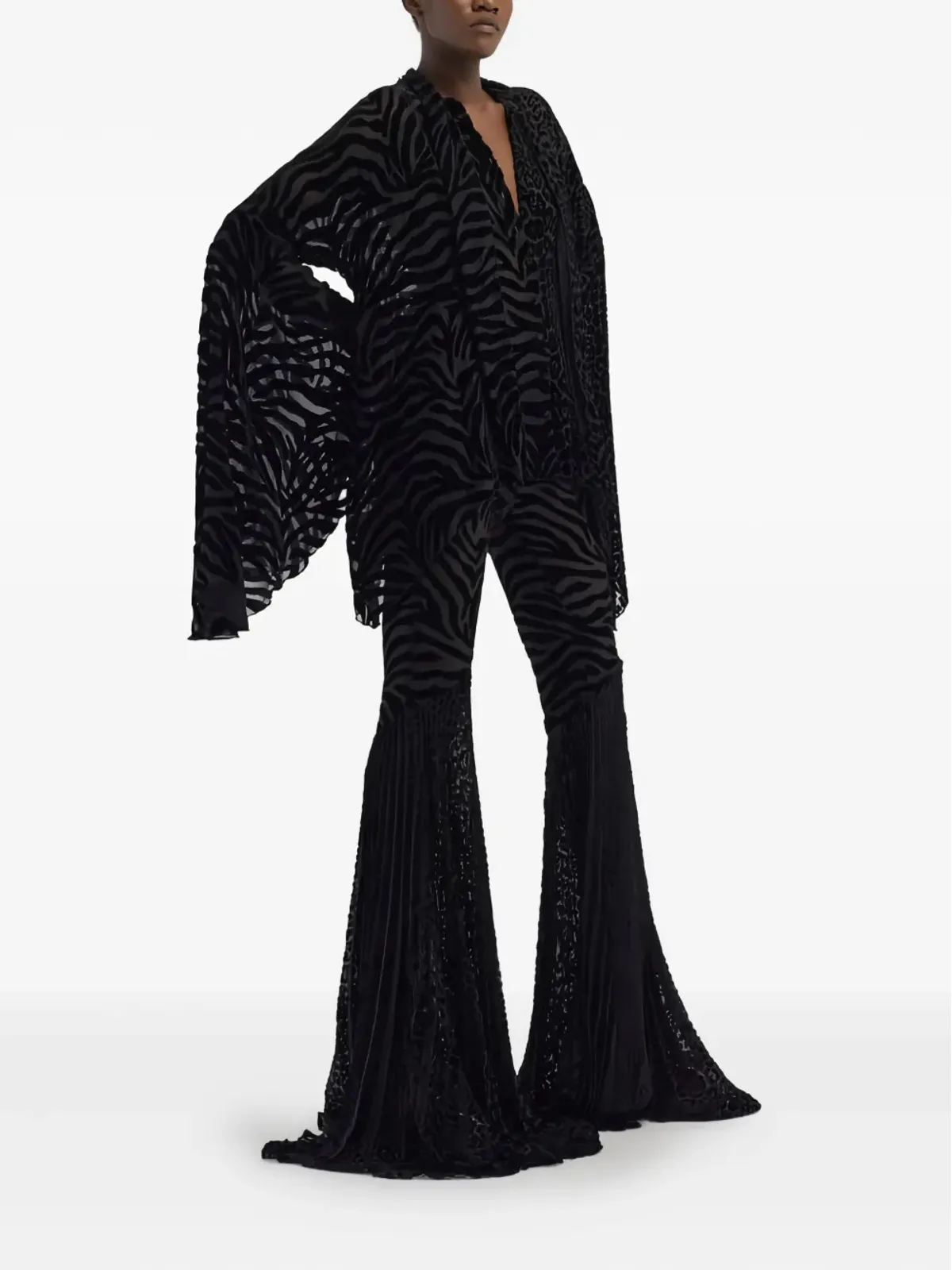 Roberto Cavalli Ray of Gold-print フレアパンツ ブラック - 画像2