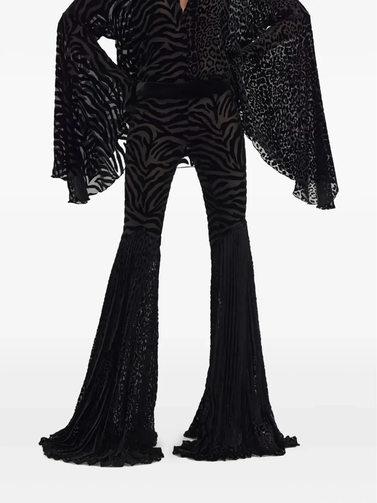 Roberto Cavalli Ray of Gold-print フレアパンツ ブラック - 画像3
