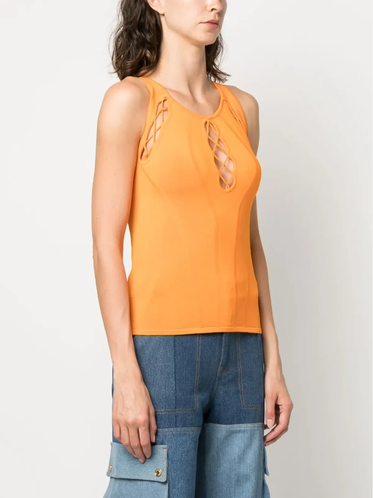 BCBG Max Azria レースアップ ノースリーブトップ - 画像3