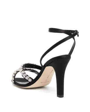 Manolo Blahnik クリスタルエンブリッシュ レザー サンダル - ブラック - サムネイル3