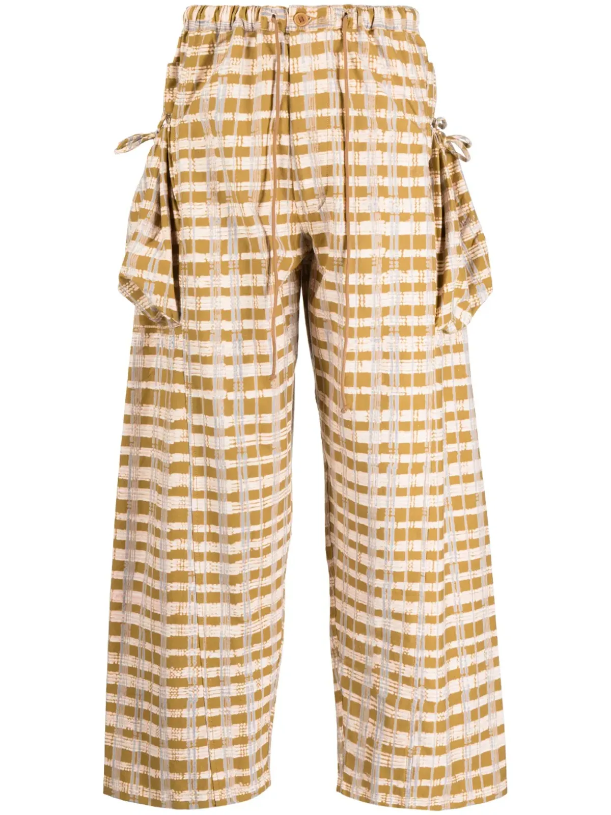STORY mfg. チェック柄ワイドレッグパンツ - Brown - 画像1