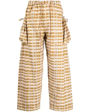 STORY mfg. チェック柄ワイドレッグパンツ - Brown - サムネイル1