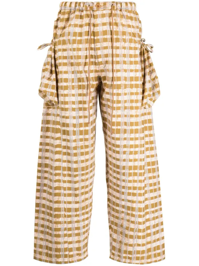 STORY mfg. STORY mfg. チェック柄ワイドレッグパンツ - Brownの商品画像