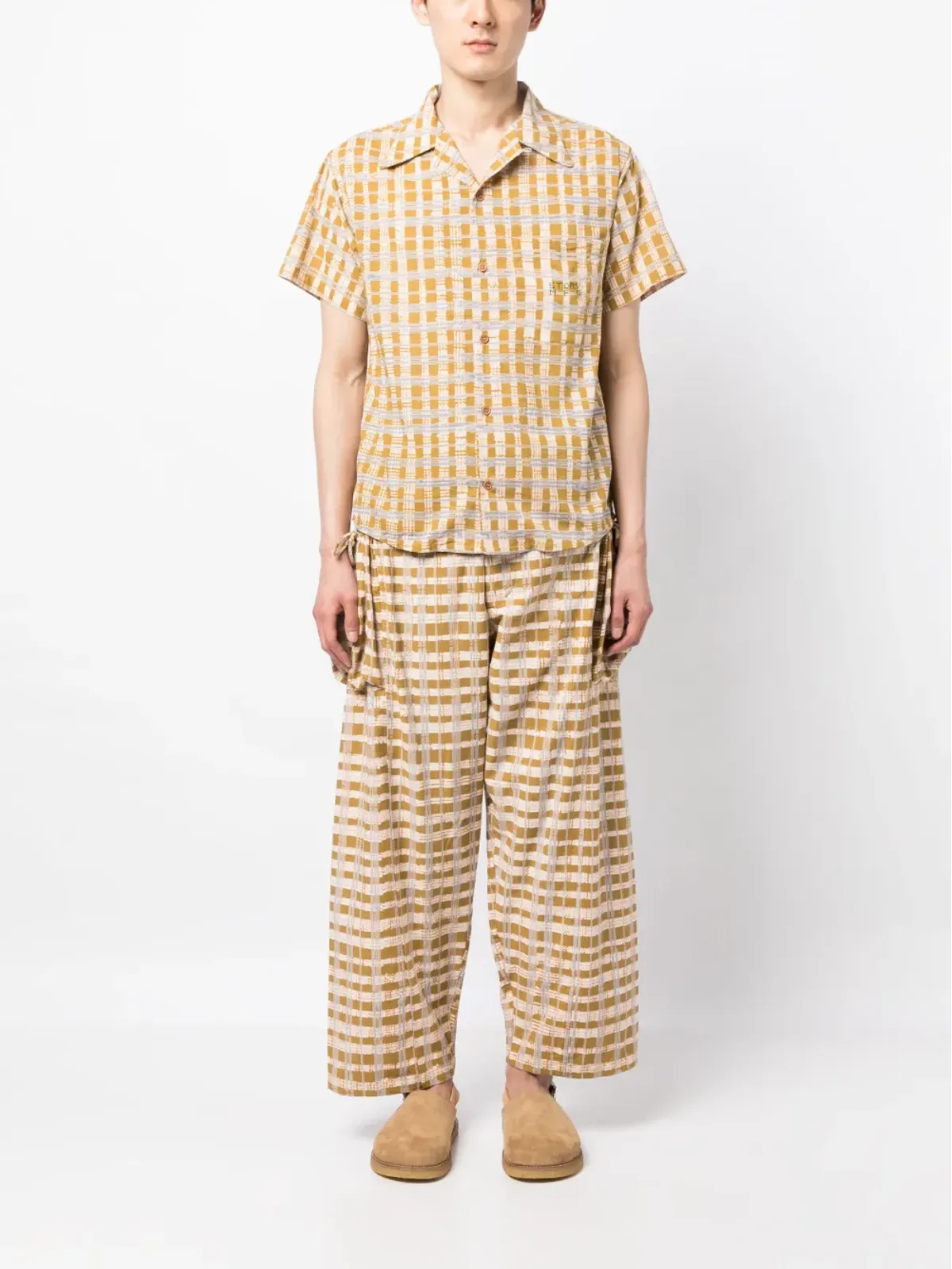 STORY mfg. チェック柄ワイドレッグパンツ - Brown - 画像2