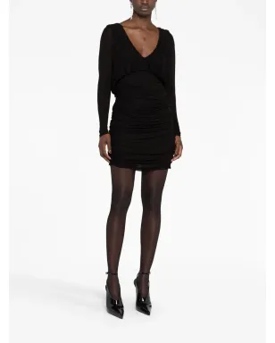 Saint Laurent ドレープVネック ミニドレス - サムネイル2
