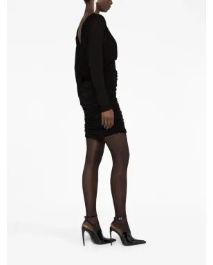 Saint Laurent ドレープVネック ミニドレス - サムネイル4