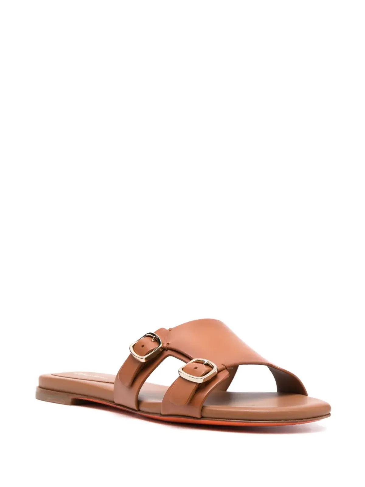 Santoni ダブルバックルレザーサンダル - ブラウン - 画像2