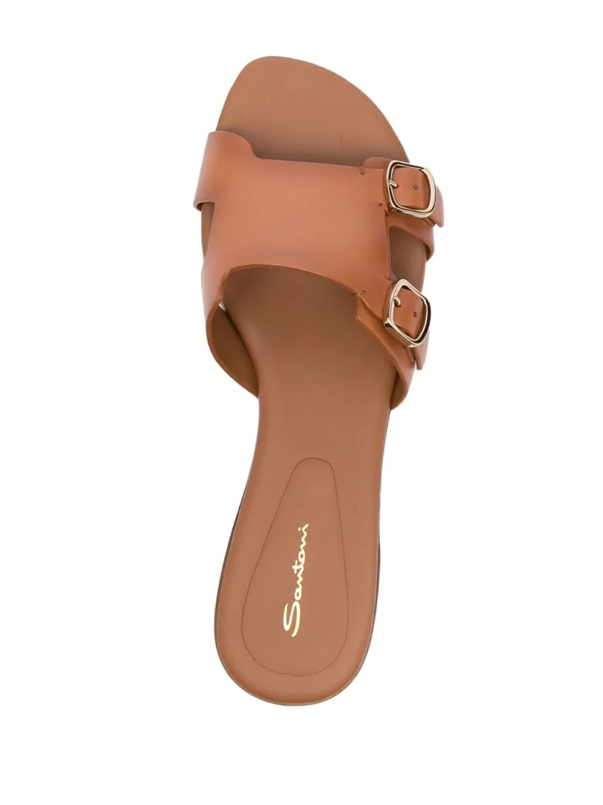 Santoni ダブルバックルレザーサンダル - ブラウン - 画像4