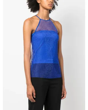Patrizia Pepe ラインストーン装飾 ノースリーブトップ ブルー - サムネイル3