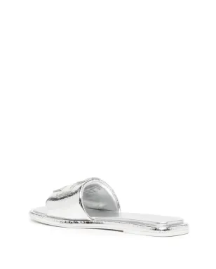 Tory Burch Double T レザーサンダル - シルバー - サムネイル3