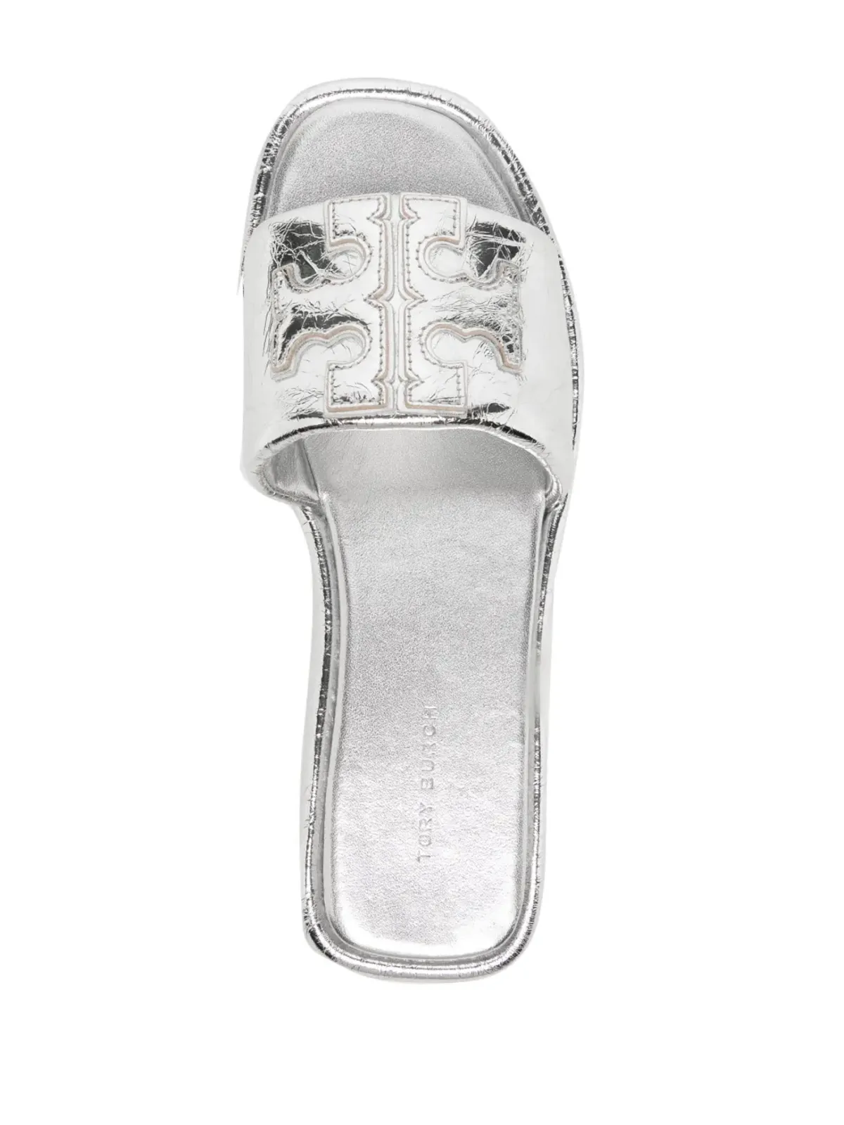 Tory Burch Double T レザーサンダル - シルバー - 画像4