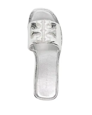 Tory Burch Double T レザーサンダル - シルバー - サムネイル4