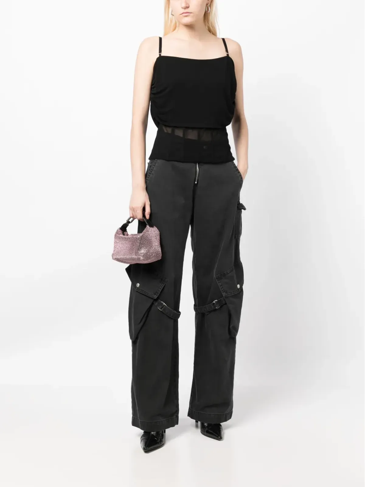 Blumarine セミシアー ノースリーブトップス ブラック - 画像2