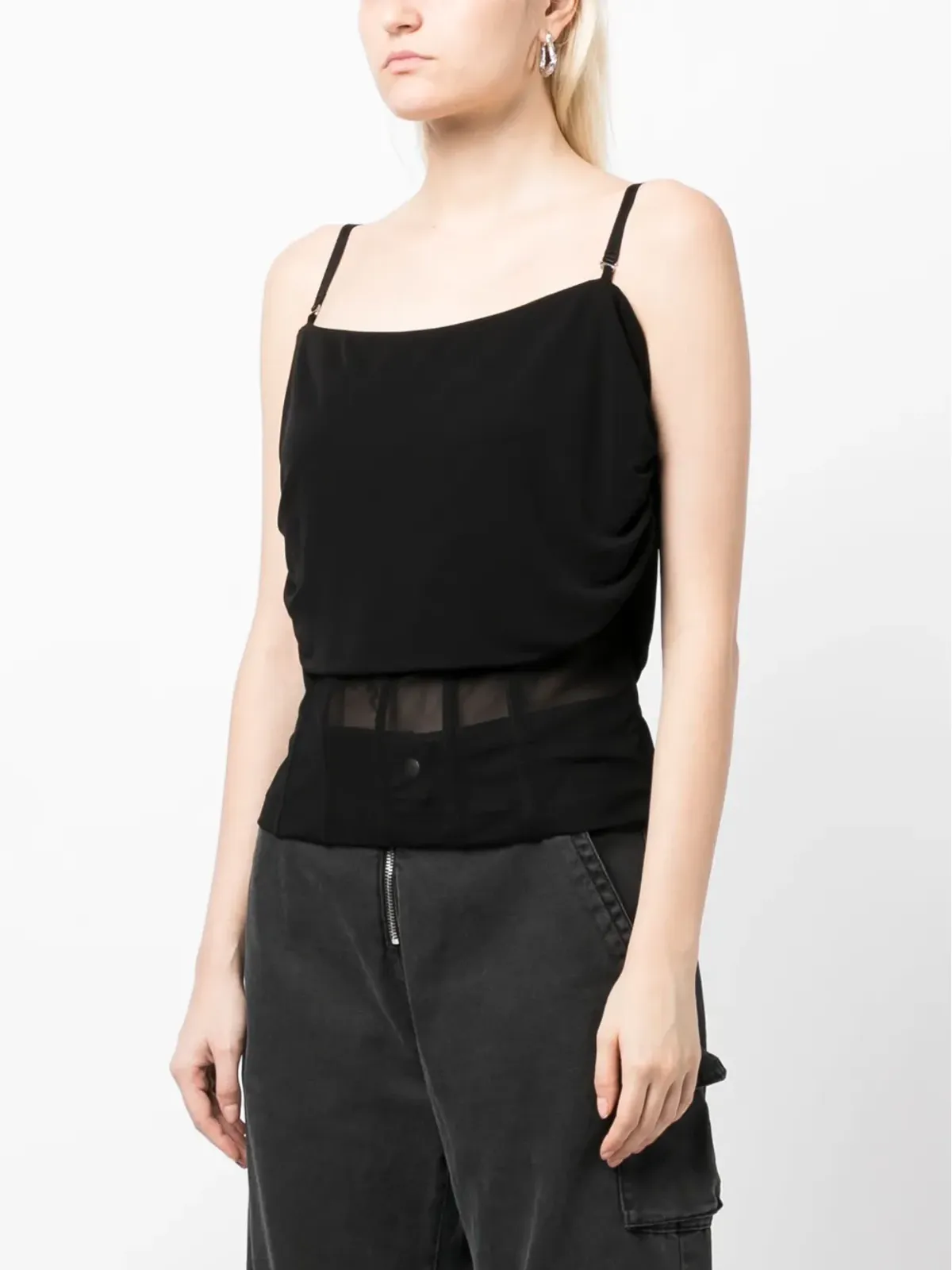 Blumarine セミシアー ノースリーブトップス ブラック - 画像3