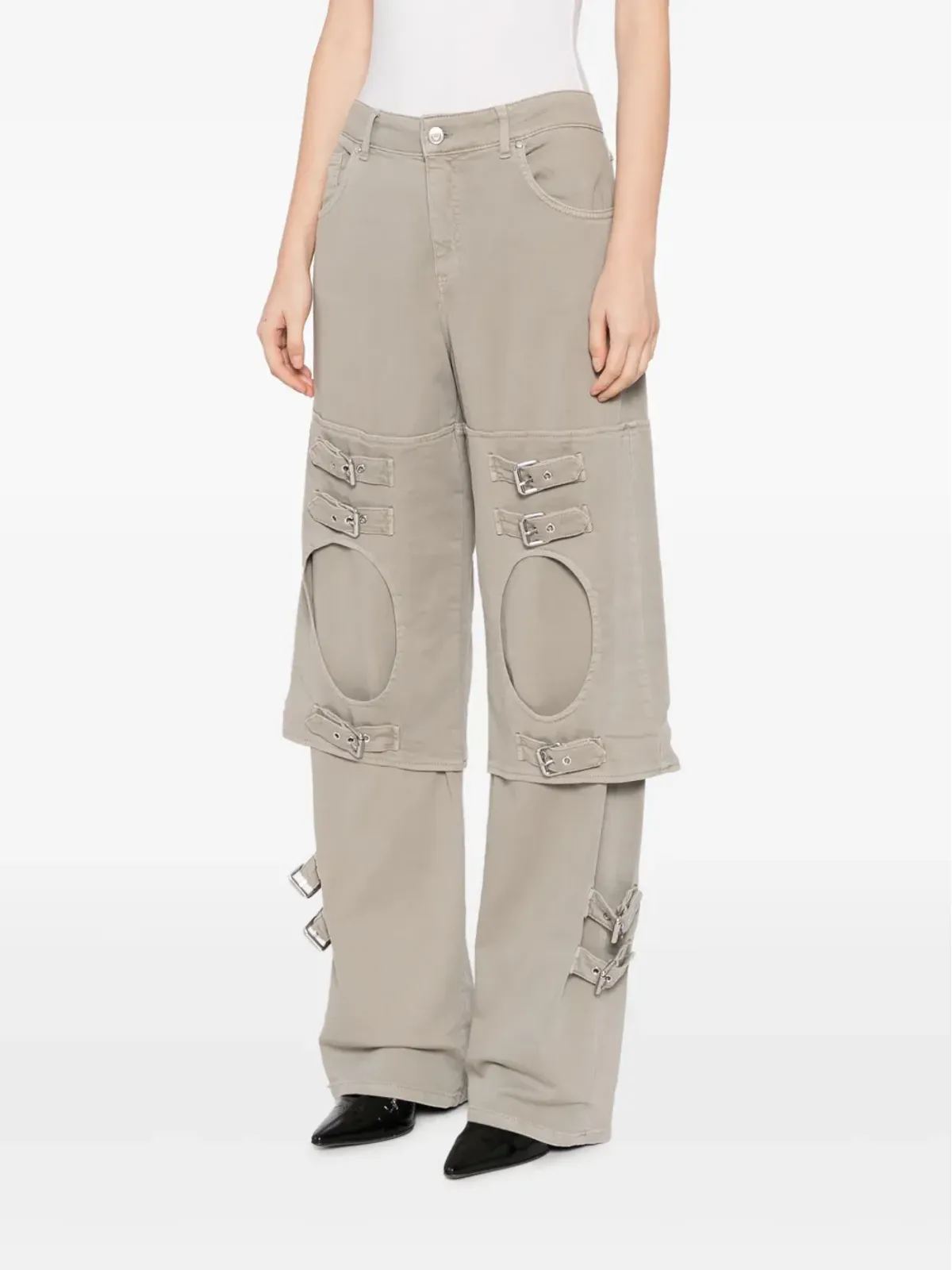 Blumarine バックルディテールのワイドレッグパンツ - 画像3