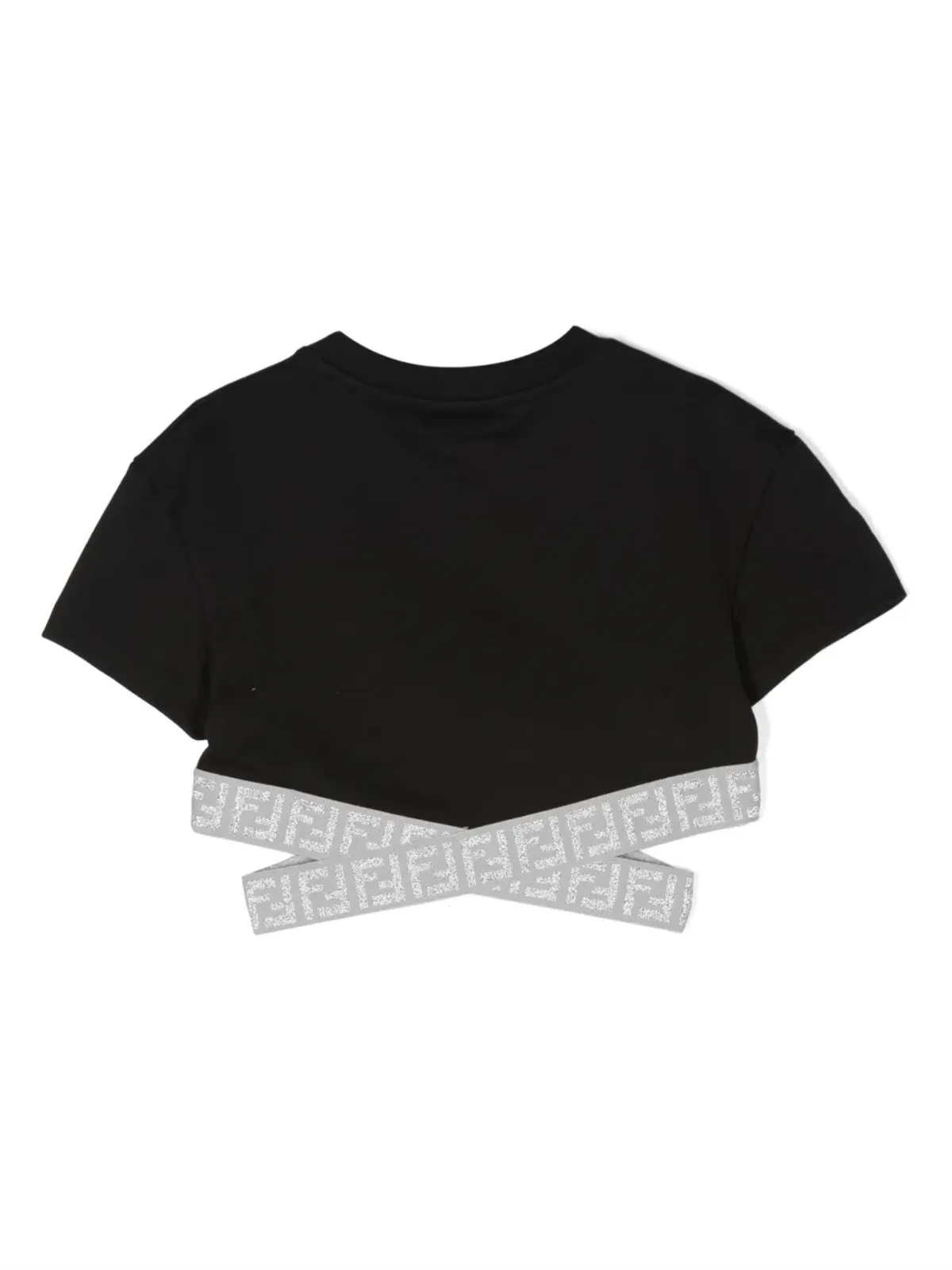 Fendi Kids ロゴウエストバンド付き クロップドTシャツ - 画像2