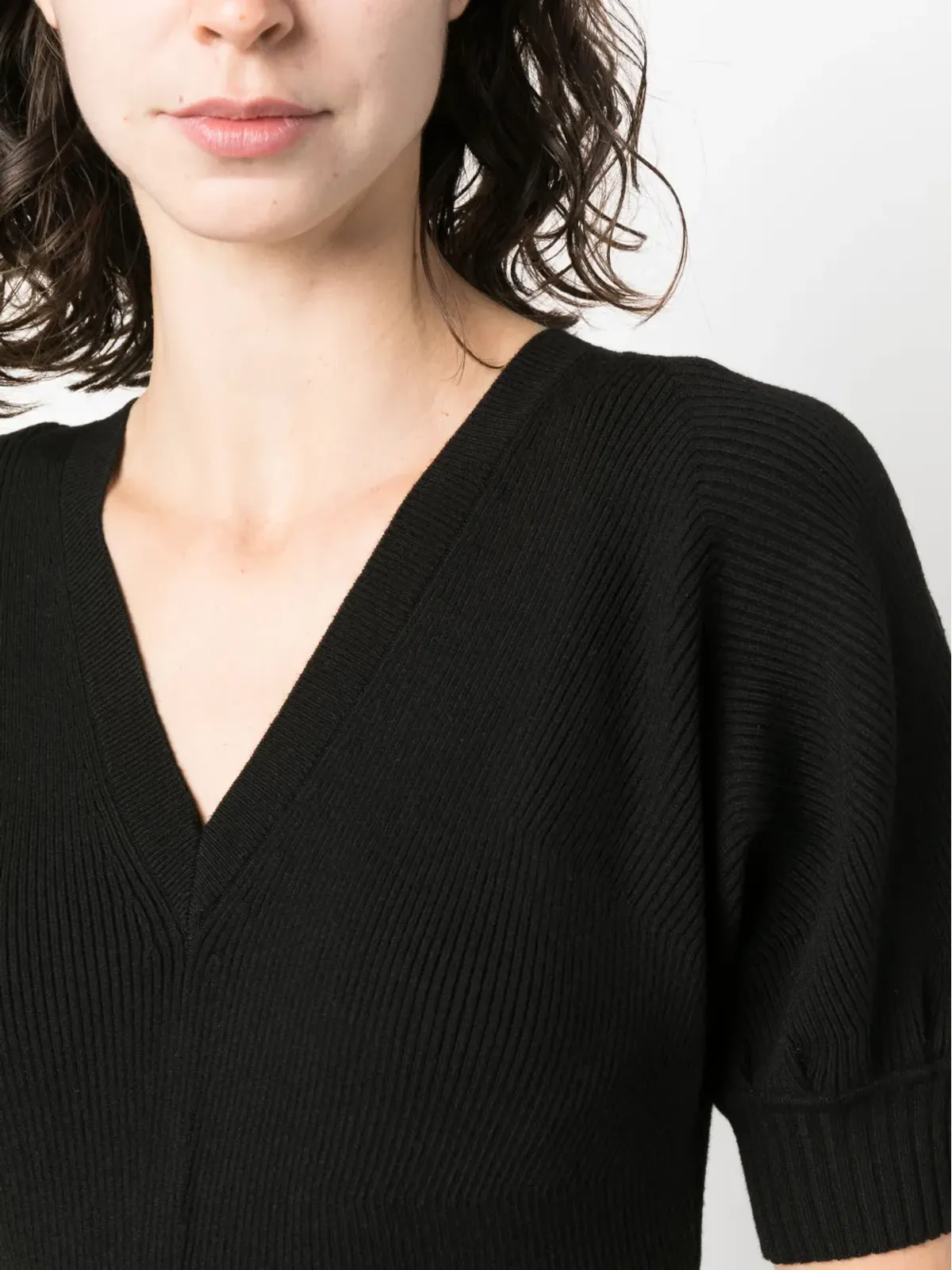 Ulla Johnson Eila ribbed V-neck top - Black - 画像5
