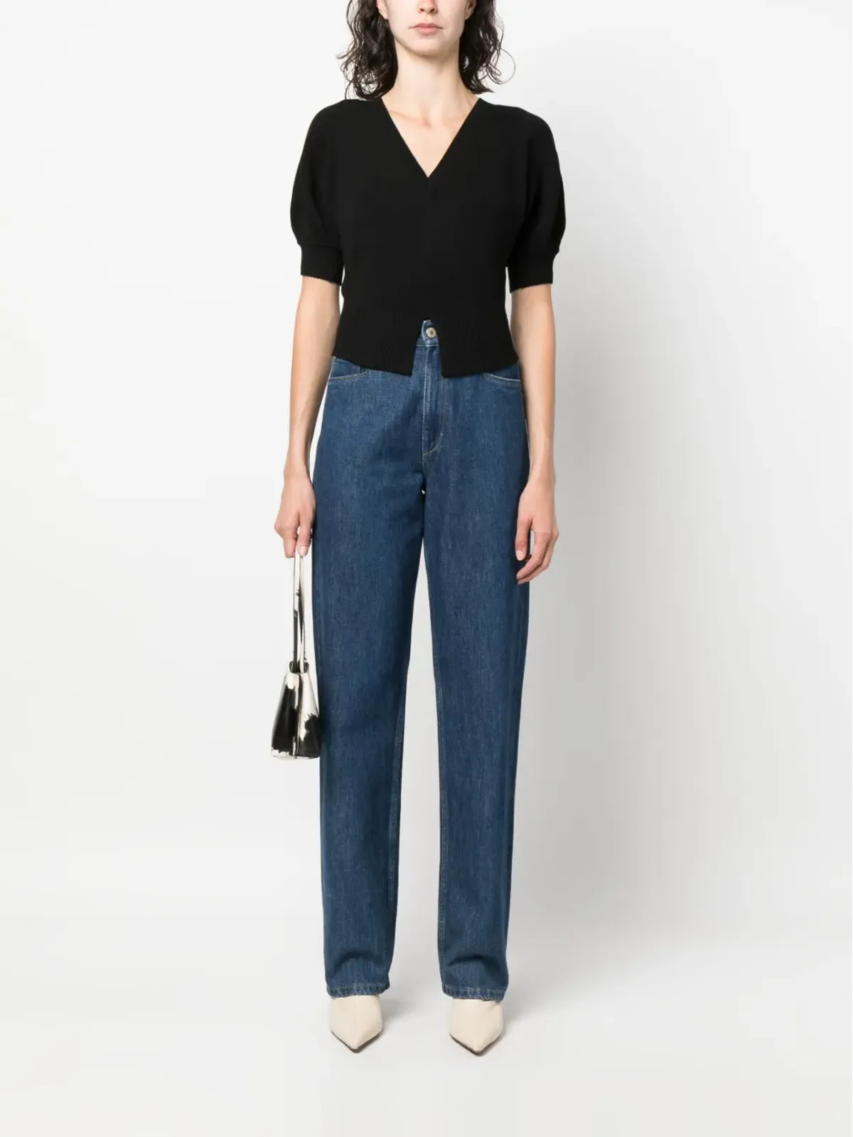 Ulla Johnson Eila ribbed V-neck top - Black - 画像2