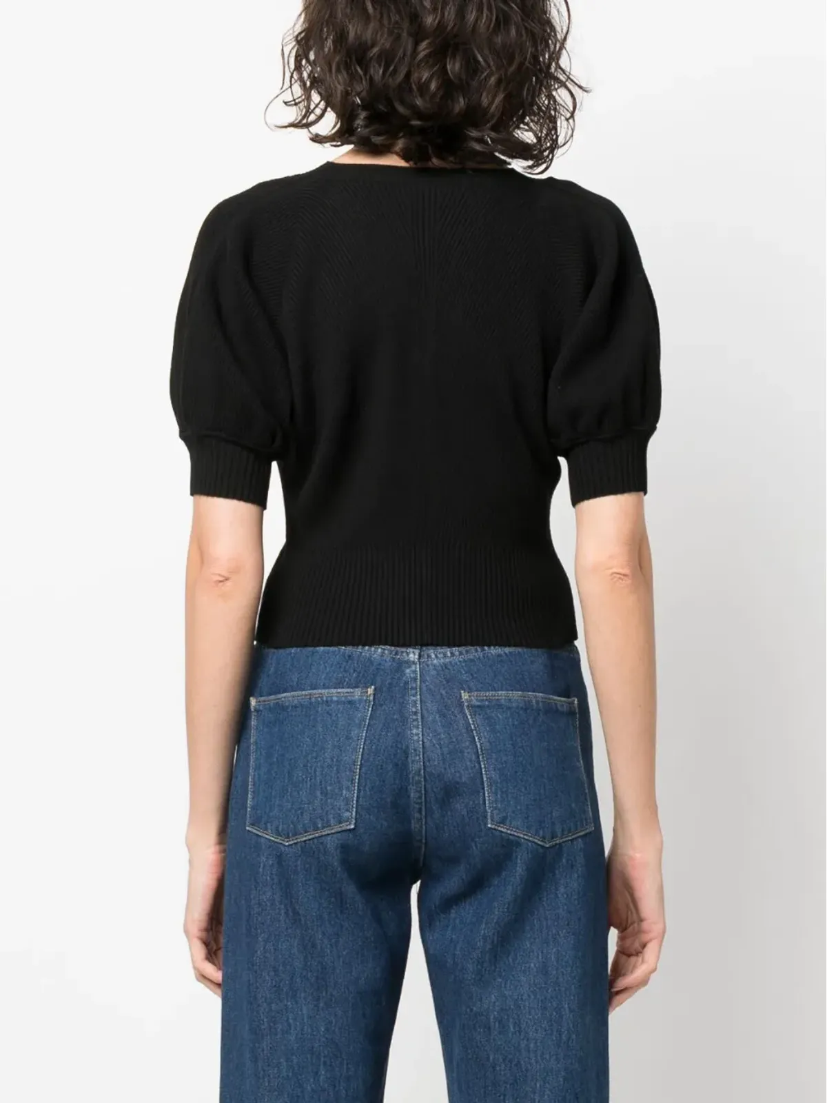 Ulla Johnson Eila ribbed V-neck top - Black - 画像4