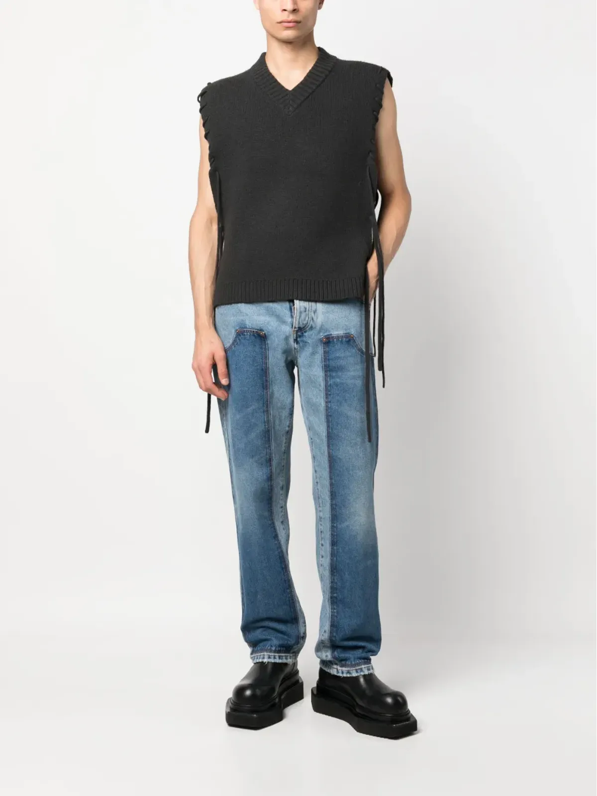 Balmain ハイブリッドパネルドストレートジーンズ - 画像2