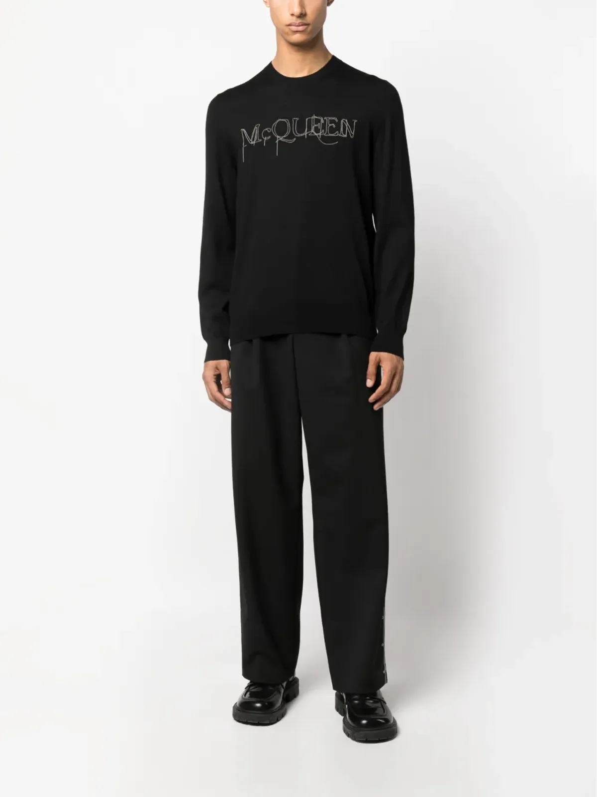 Alexander McQueen エンブロイダーロゴ コットン ジャンパー - 画像2