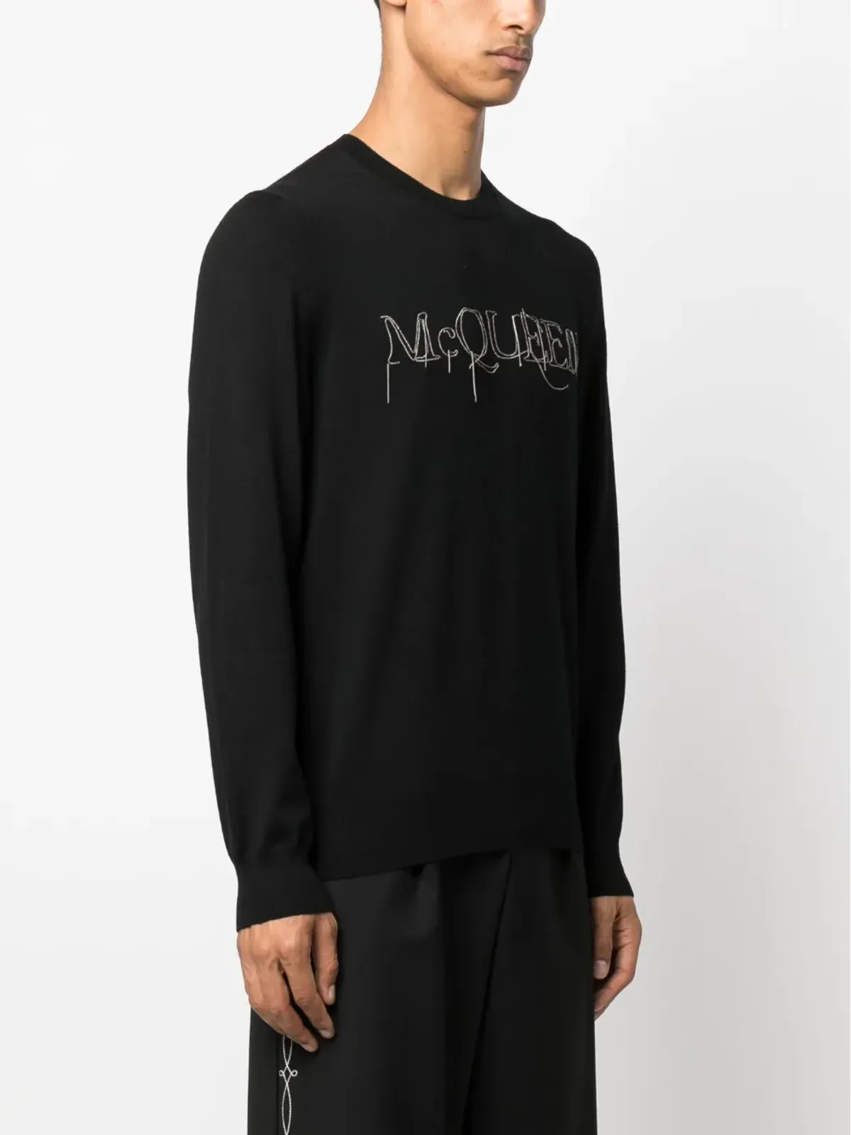 Alexander McQueen エンブロイダーロゴ コットン ジャンパー - 画像3