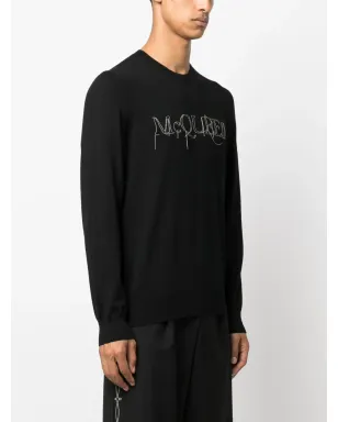 Alexander McQueen エンブロイダーロゴ コットン ジャンパー - サムネイル3