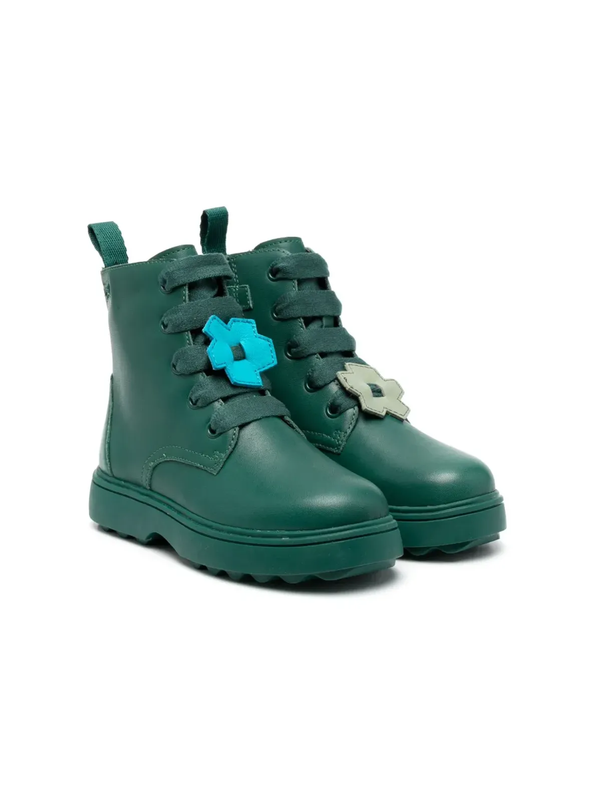 Camper Kids Norte Twins レザー ブーツ グリーン - 画像1