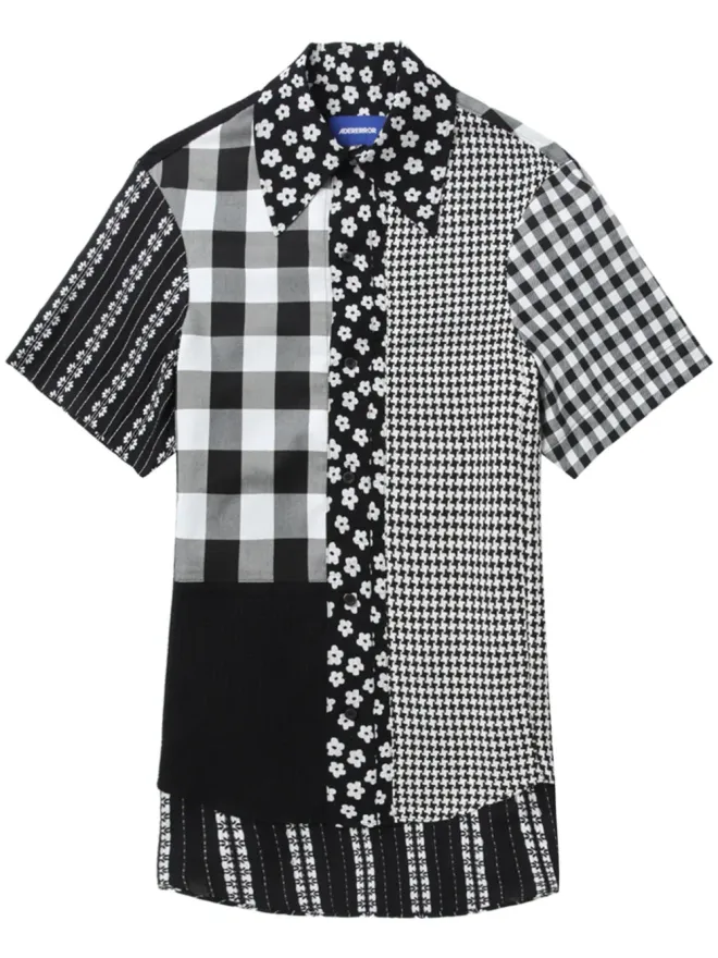 ADER error Ader Error Amb patchwork short-sleeve shirt - Blackの商品画像