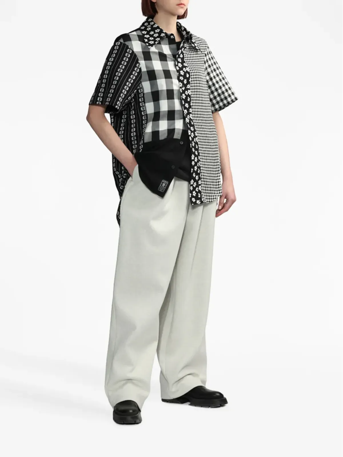 Ader Error Amb patchwork short-sleeve shirt - Black - 画像2