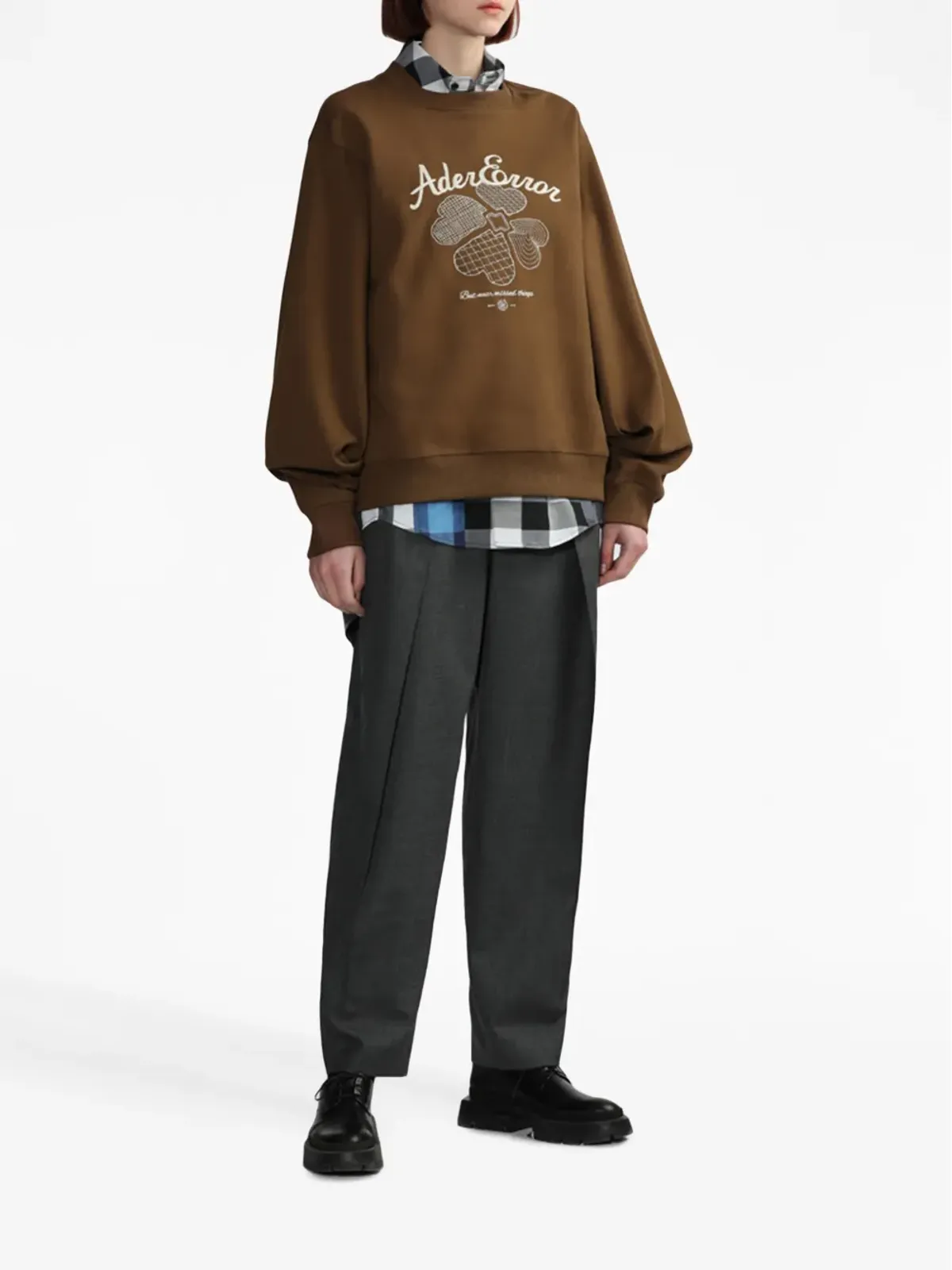 Ader Error グラデーションチェックの半袖シャツ - 画像2