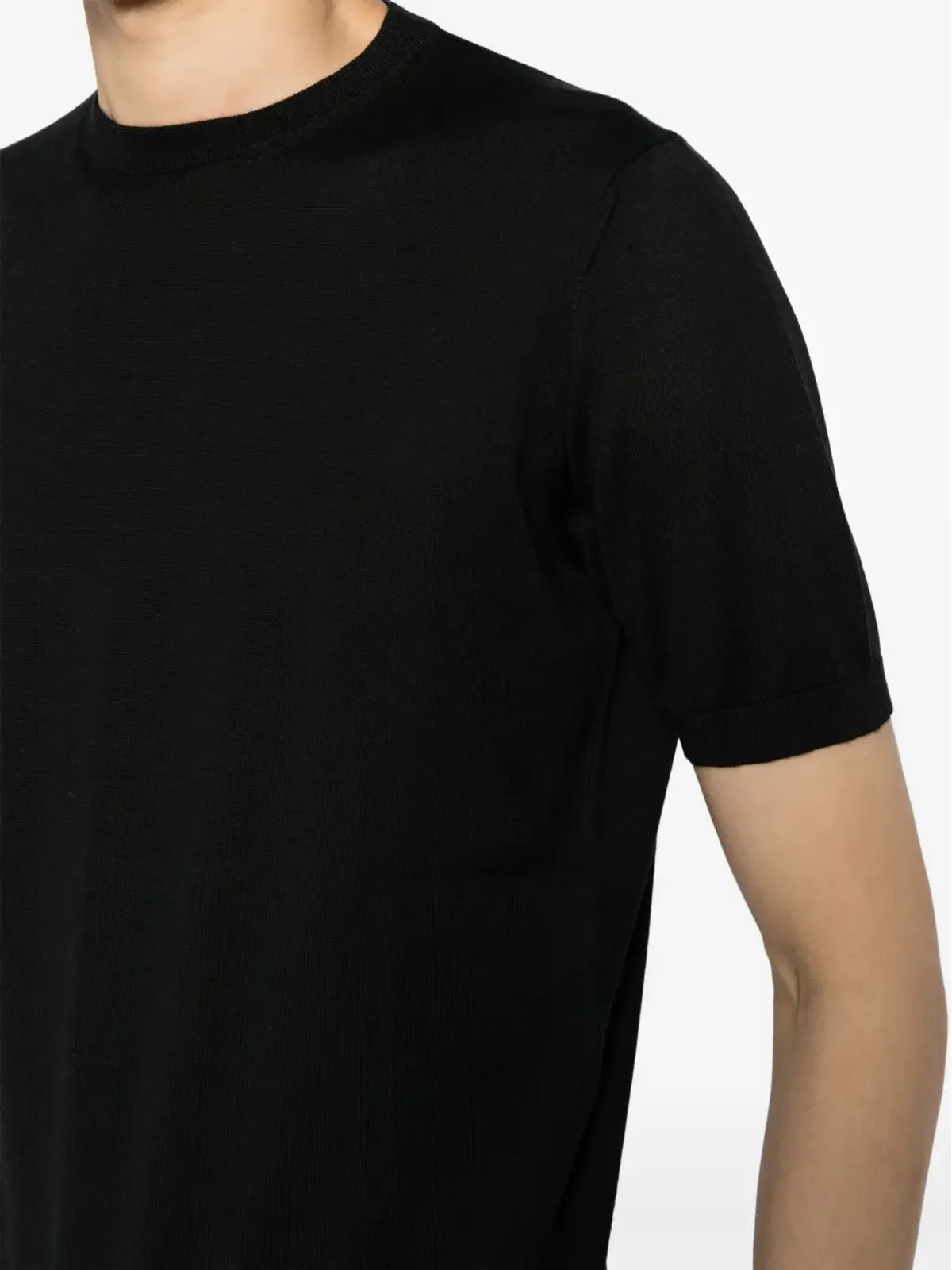 Colombo crew-neck fine-knit T-shirt - Black - 画像5