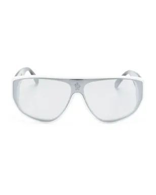 Moncler Eyewear engraved-logo oversize-frame sunglasses - White - サムネイル1