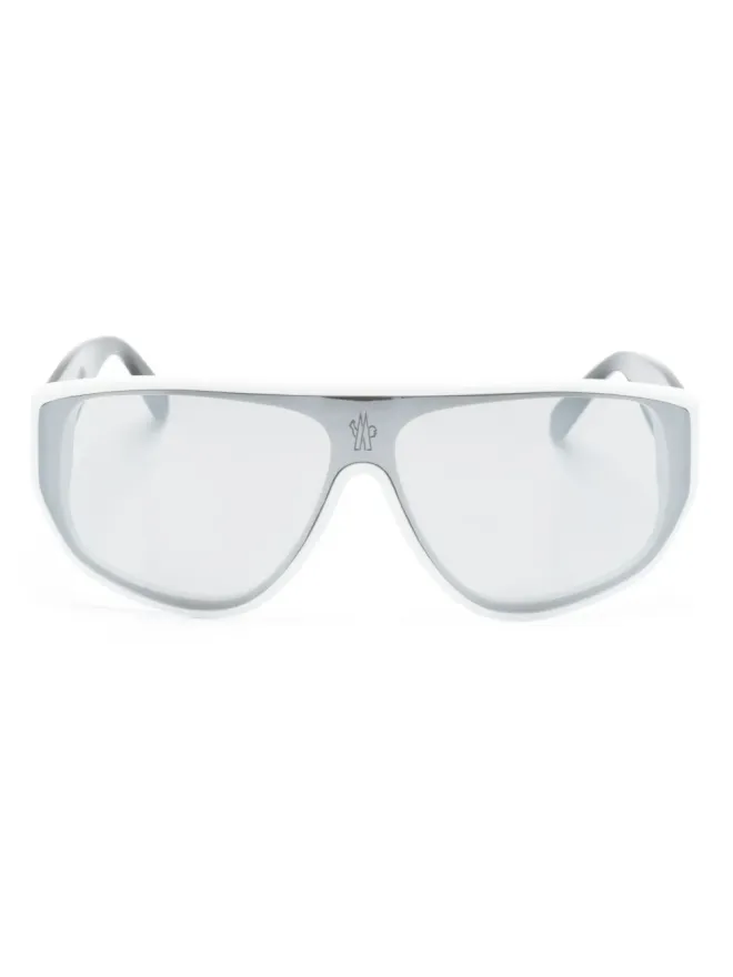 Moncler Eyewear Moncler Eyewear engraved-logo oversize-frame sunglasses - Whiteの商品画像