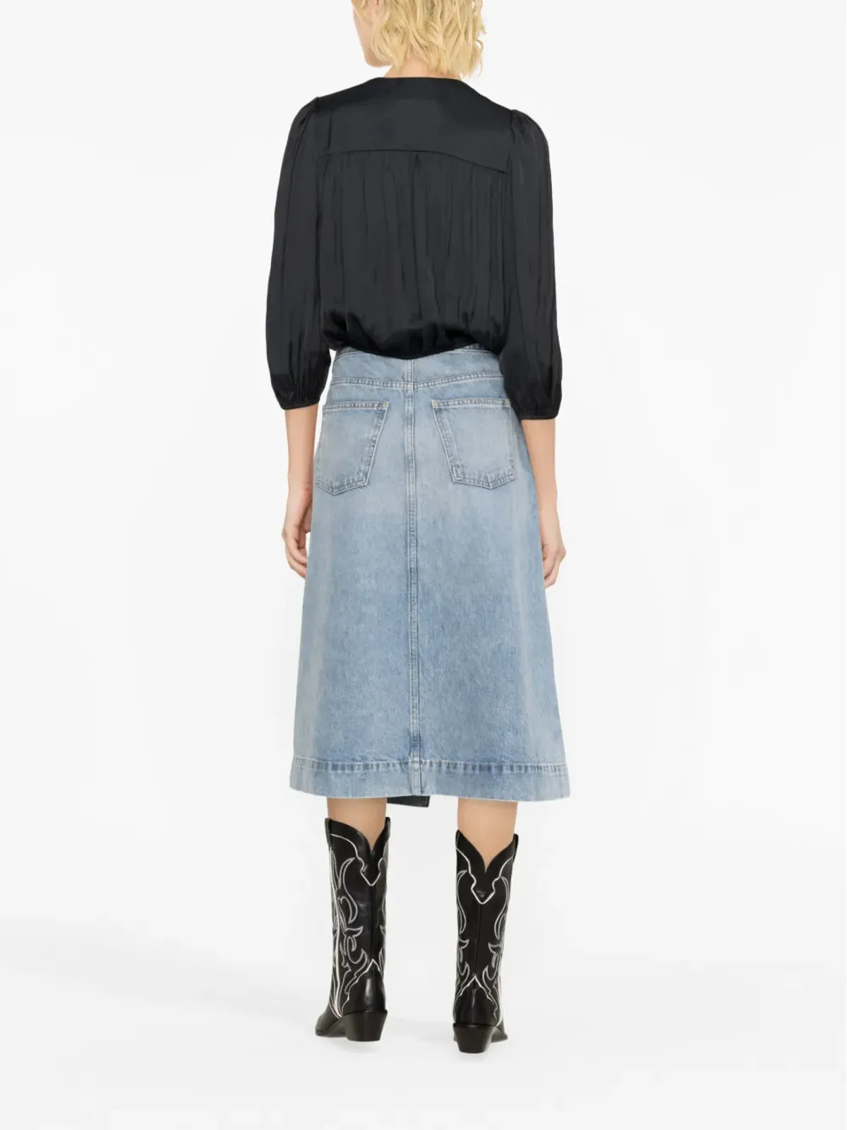 Zadig&Voltaire Vネック ドレープ サテン ブラウス - 画像4