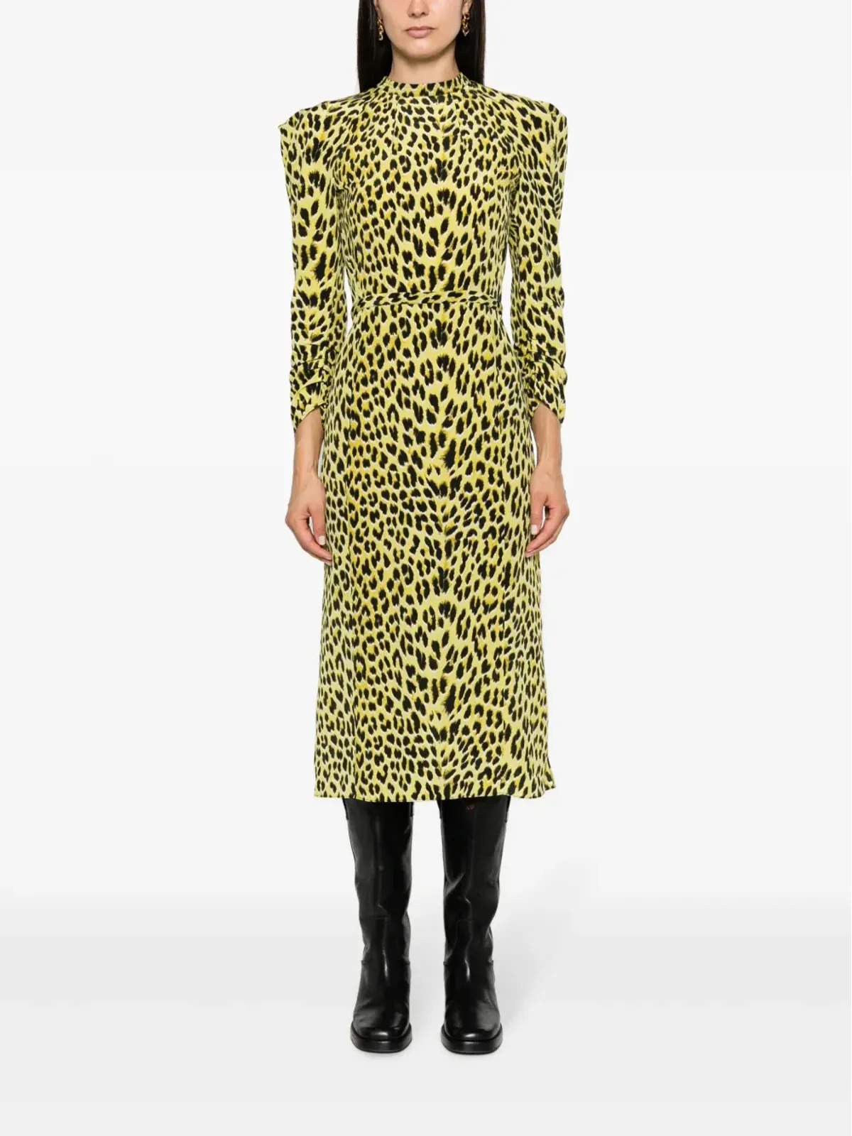 Zadig&Voltaire Racyl レオパード柄シルク ミディドレス - イエロー - 画像3