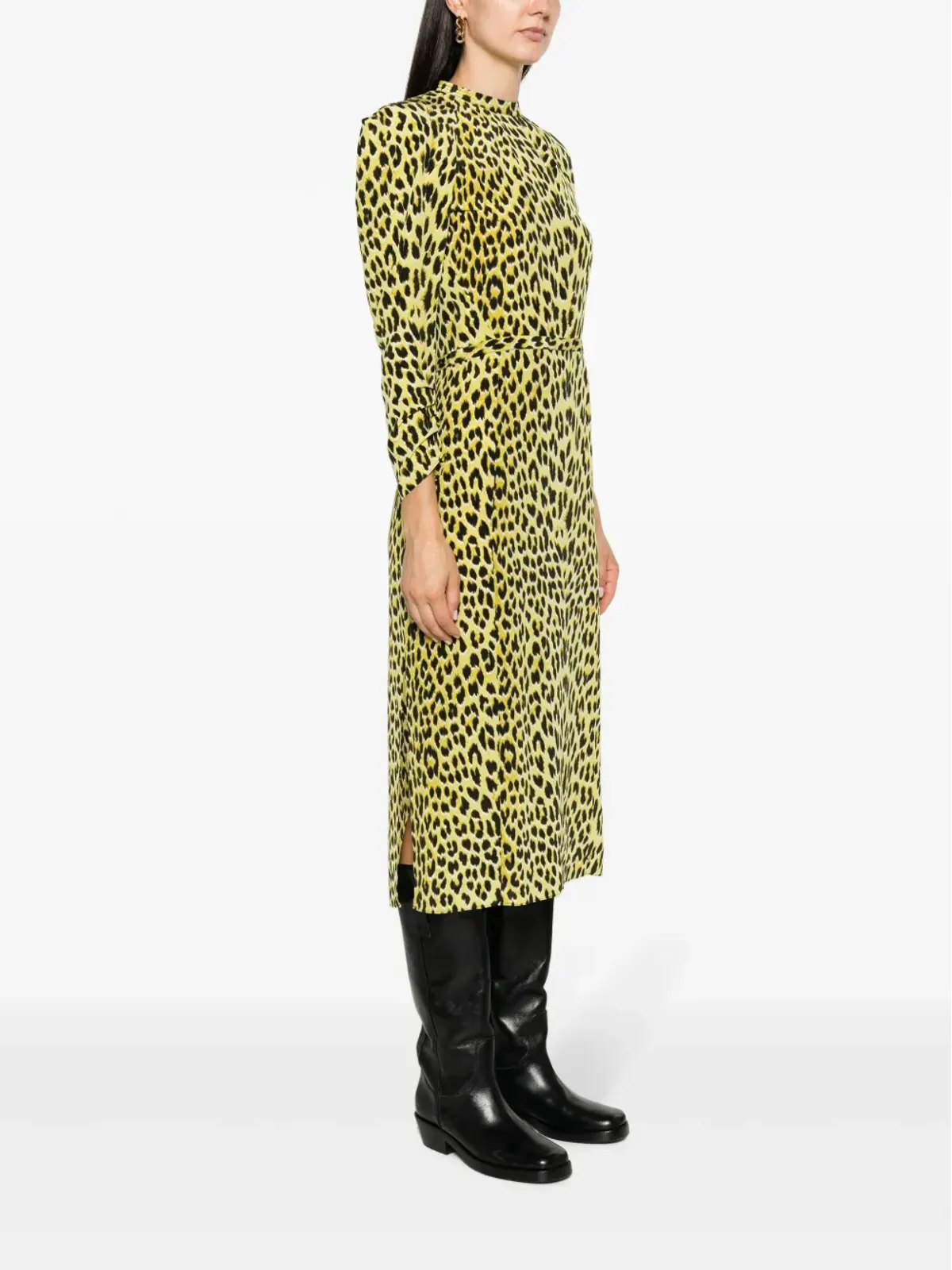 Zadig&Voltaire Racyl レオパード柄シルク ミディドレス - イエロー - 画像4