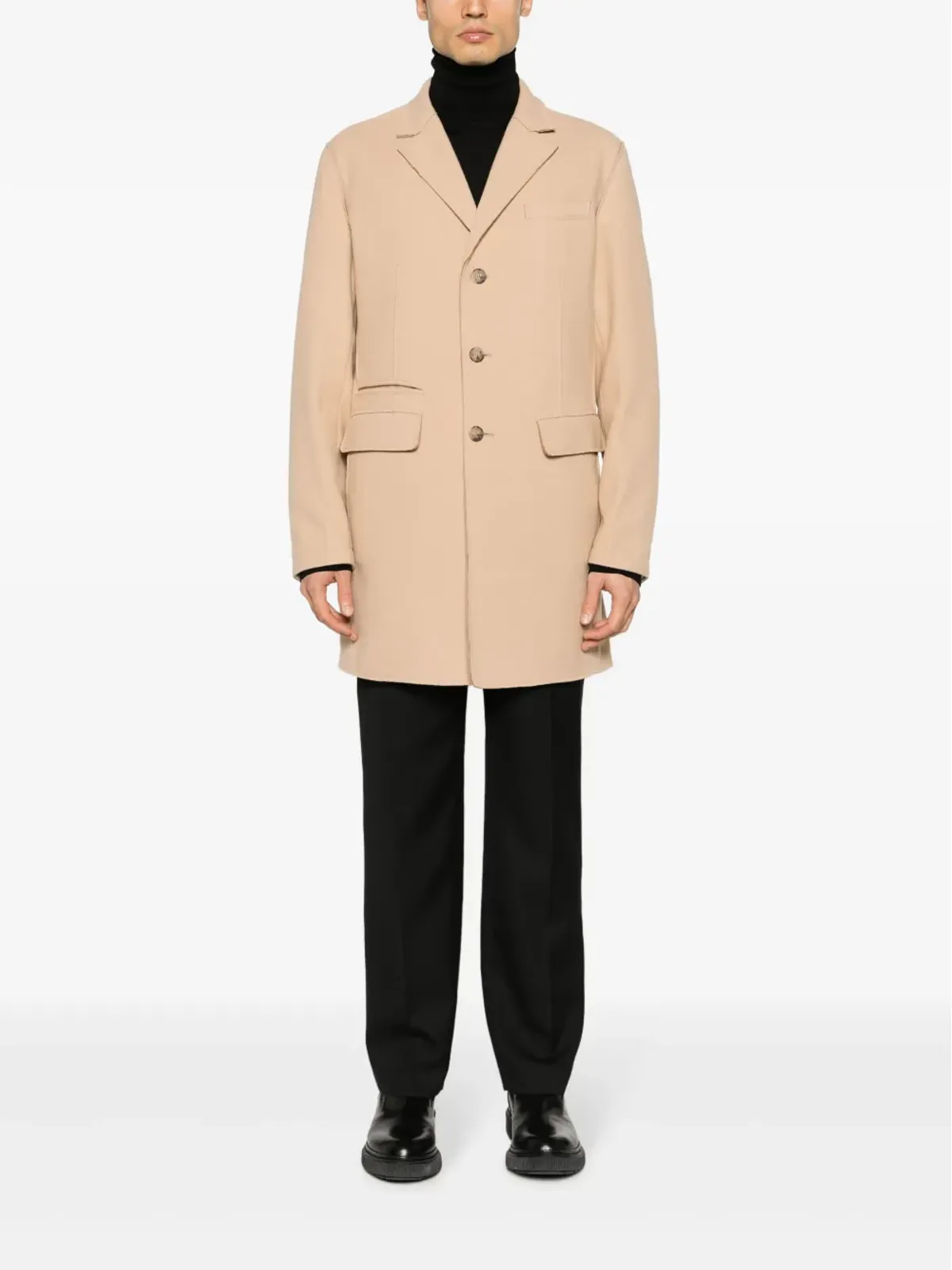 Karl Lagerfeld 露出縫いミディ丈シングルブレストコート - 画像2